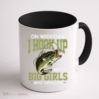 Cute On Weekends I Hook Up With Big Who Swallow Fishing Coffee Mug thumb 1