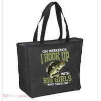 Cute On Weekends I Hook Up With Big Who Swallow Fishing Tote Bag thumb 2