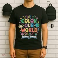 Color Our World Summer Reading Art And Creativity Enthusiast T-Shirt thumb 6