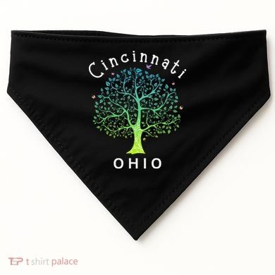 Cincinnati Ohio With Tree Love For Cincinnati USA-Made Doggie Bandana