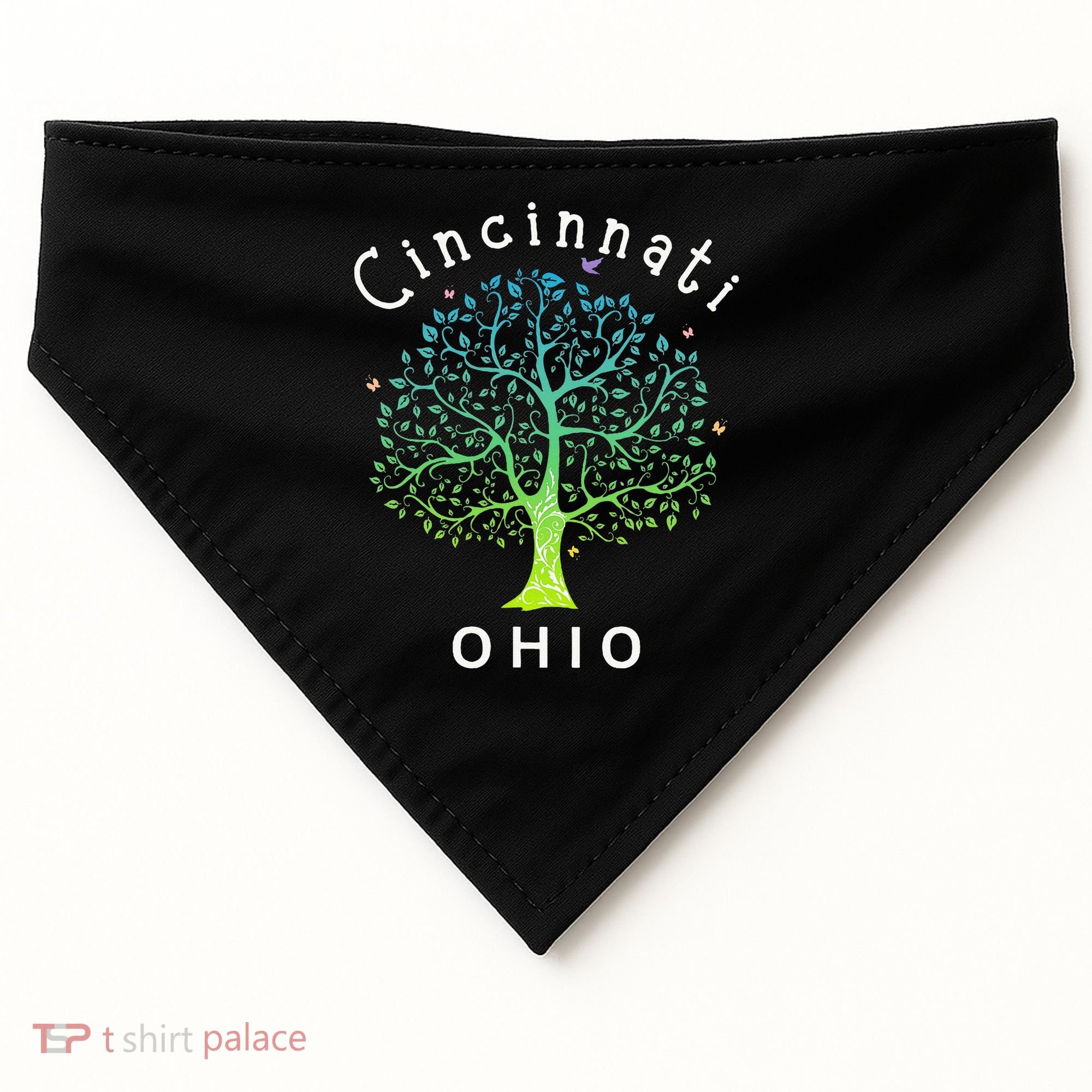 Cincinnati Ohio With Tree Love For Cincinnati USA-Made Doggie Bandana
