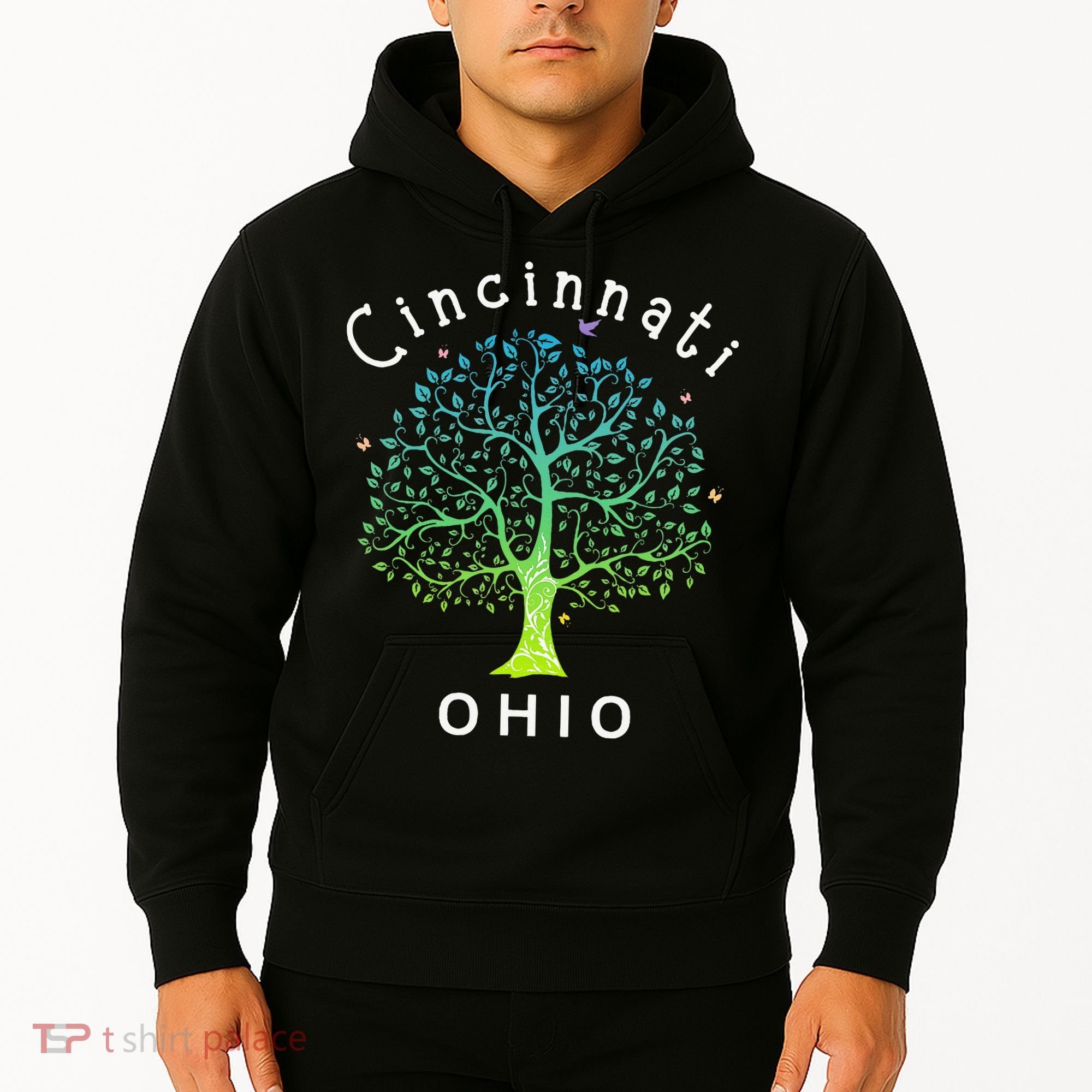 Cincinnati Ohio With Tree Love For Cincinnati Hoodie