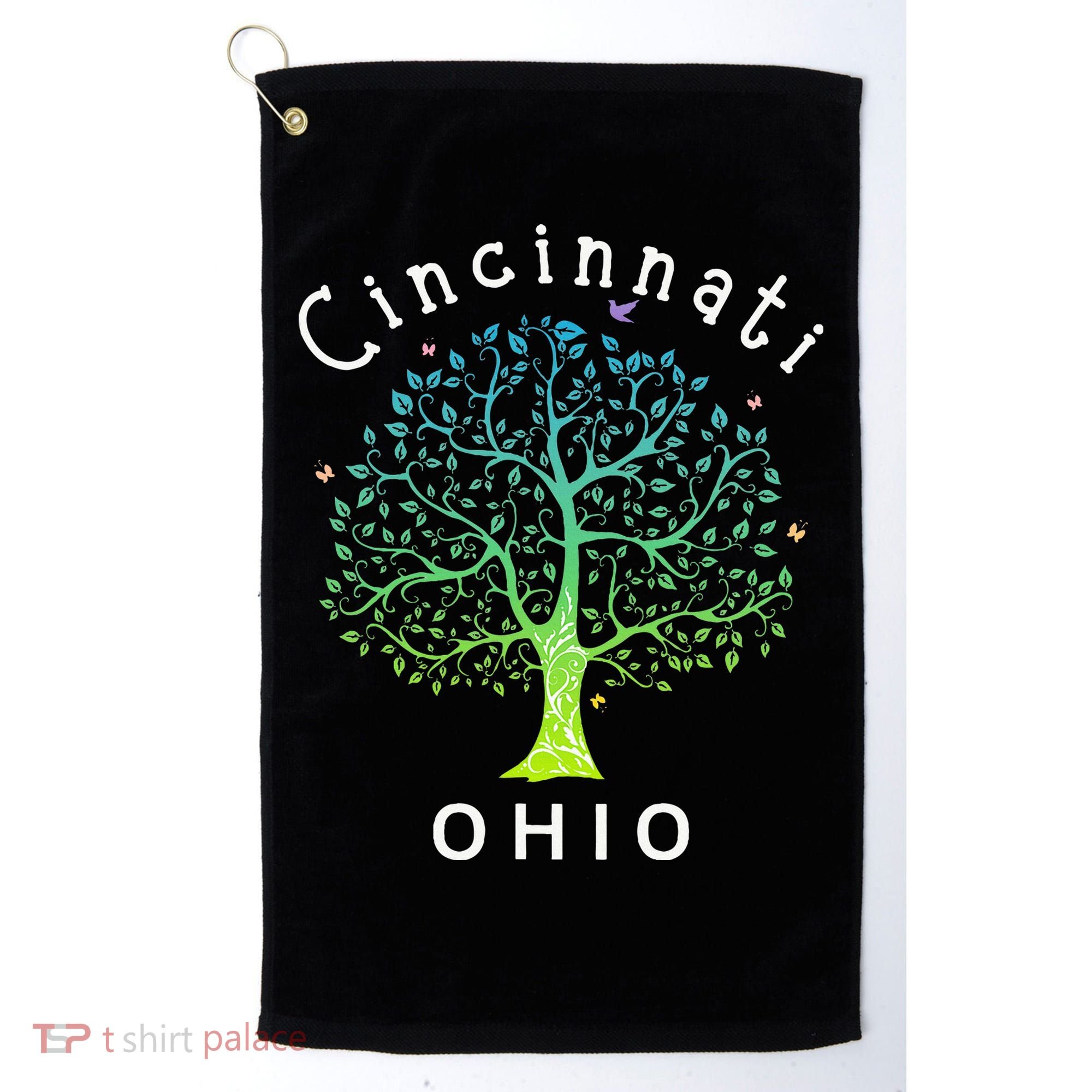 Cincinnati Ohio With Tree Love For Cincinnati Golf Towel