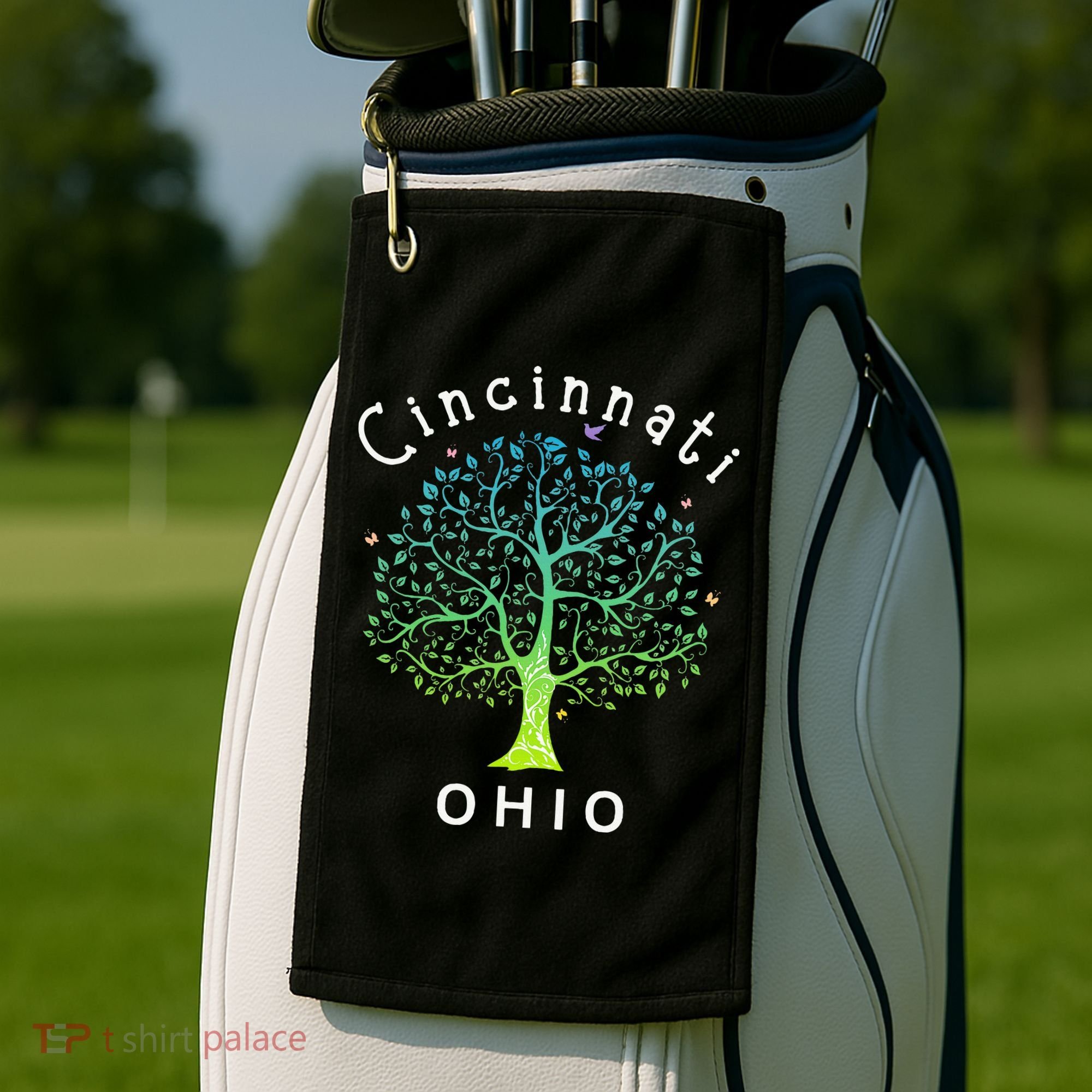 Cincinnati Ohio With Tree Love For Cincinnati Golf Towel