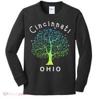 Cincinnati Ohio With Tree Love For Cincinnati Kids Long Sleeve Shirt thumb 0