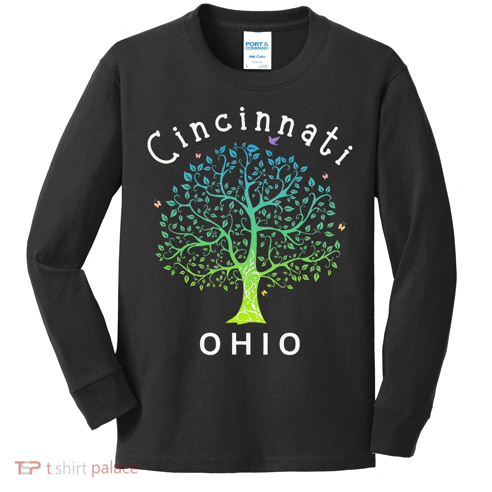Cincinnati Ohio With Tree Love For Cincinnati Kids Long Sleeve Shirt