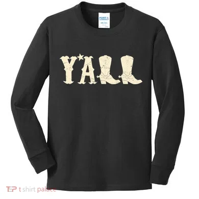 Cowboy Boots Y'ALL Kids Long Sleeve Shirt