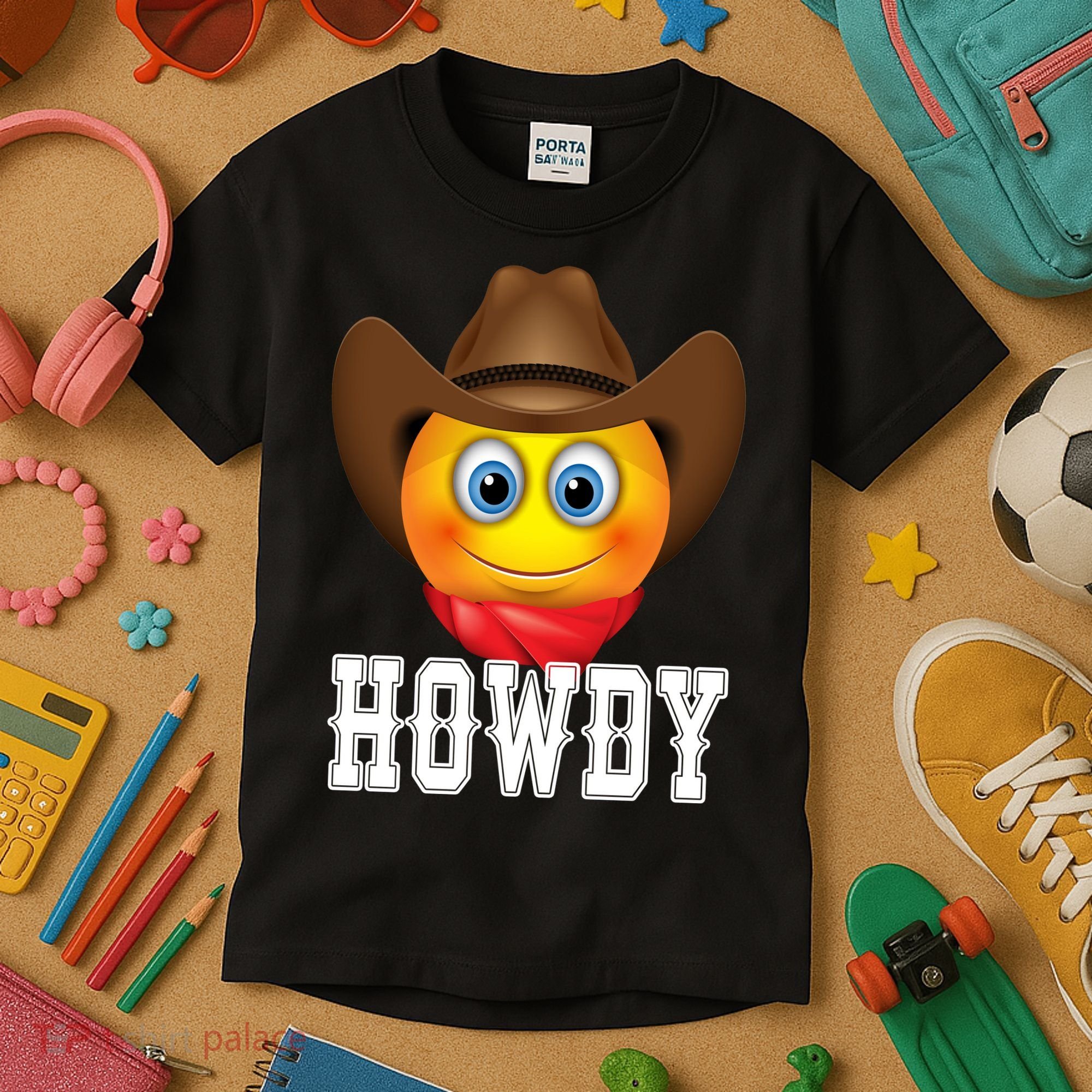 Cowboy Emoji HOWDY! Kids T-Shirt