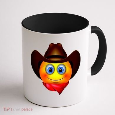 Cowboy Emoji Smiley Coffee Mug back