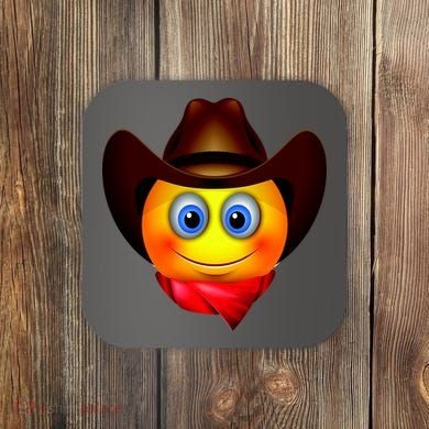 Cowboy Emoji Smiley Coaster