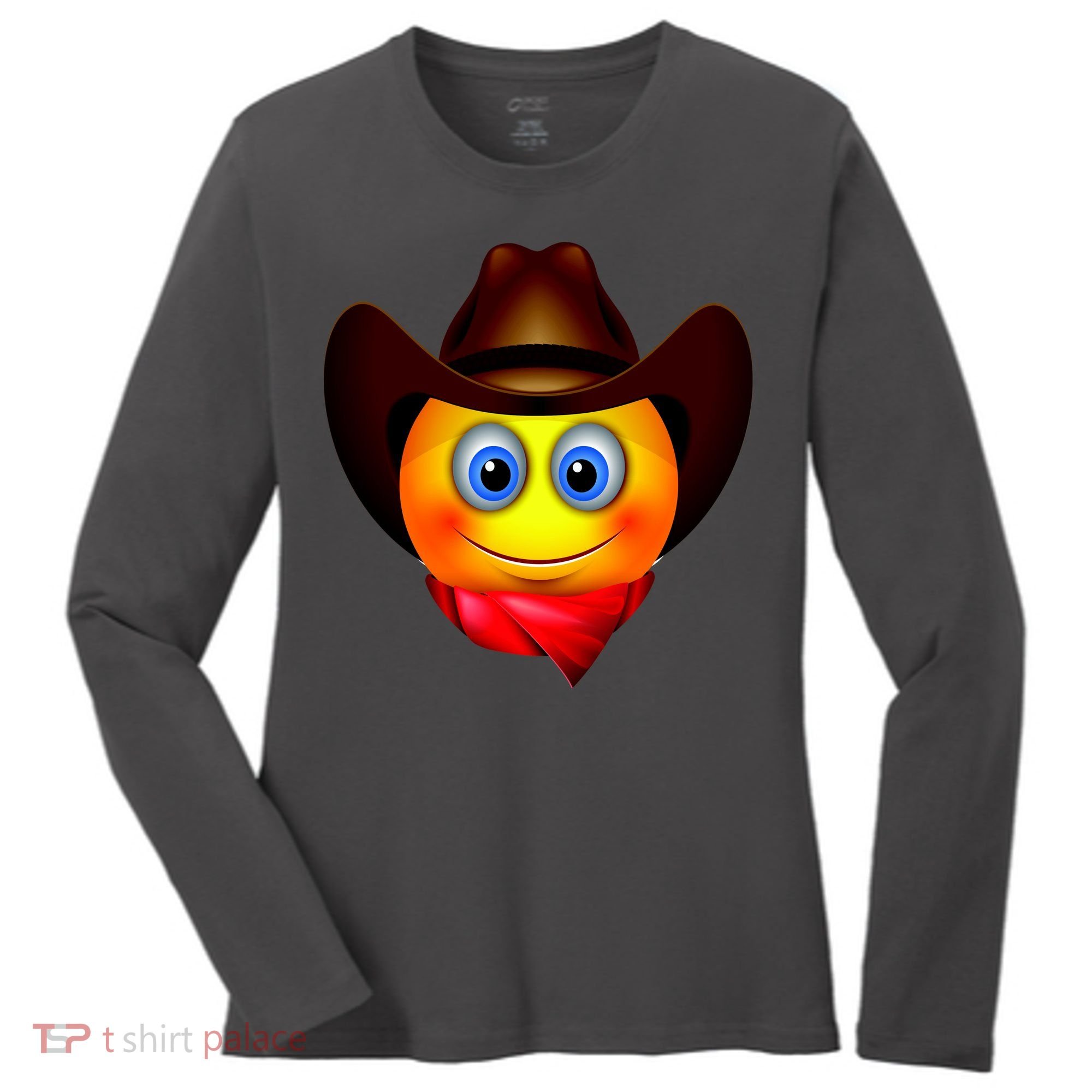 Cowboy Emoji Smiley Women's Long Sleeve Shirt