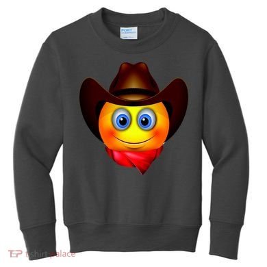 Cowboy Emoji Smiley Kids Sweatshirt