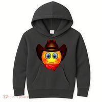 Cowboy Emoji Smiley Kids Hoodie thumb 0