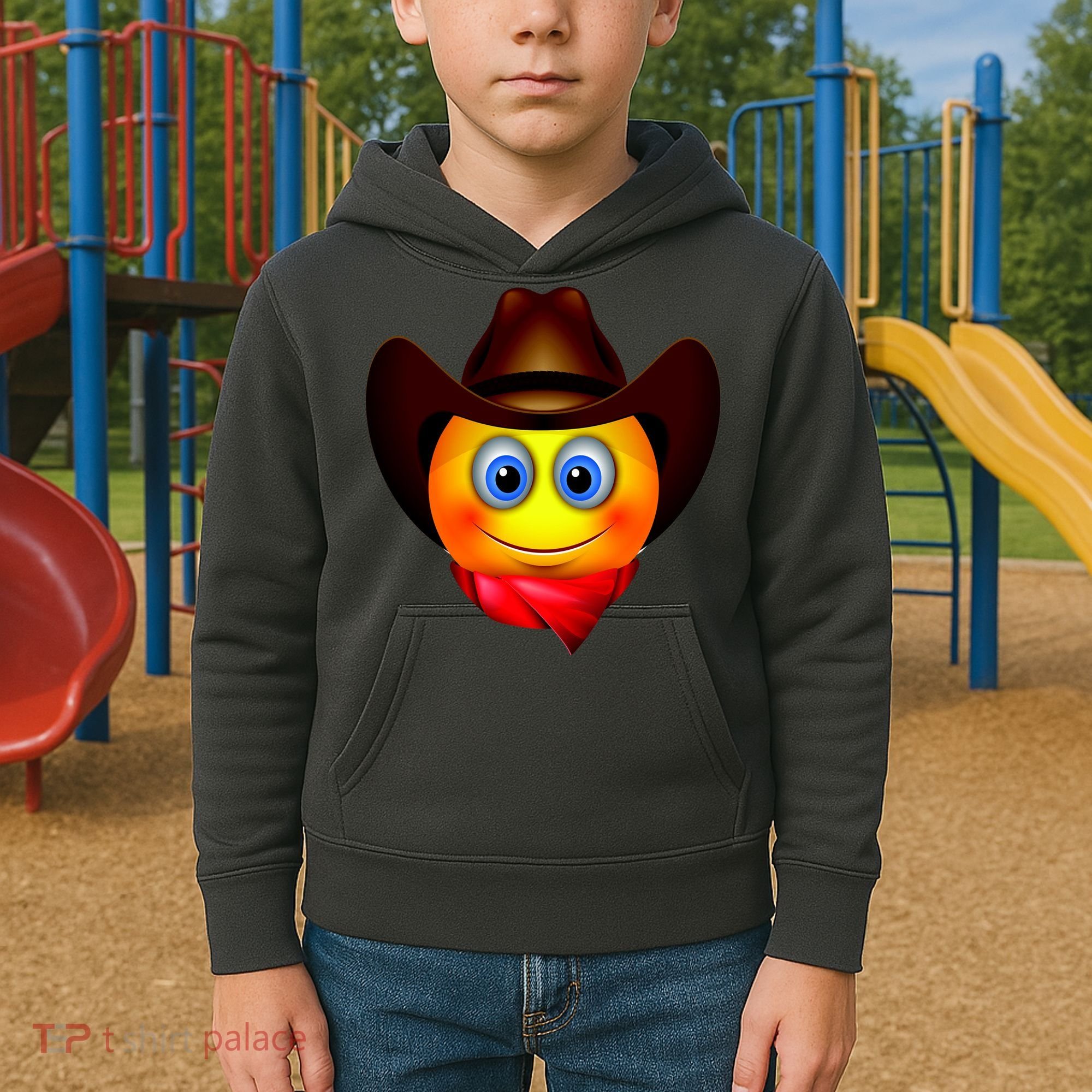 Cowboy Emoji Smiley Kids Hoodie