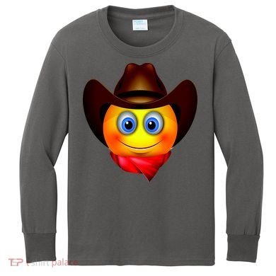 Cowboy Emoji Smiley Kids Long Sleeve Shirt