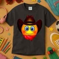 Cowboy Emoji Smiley Kids T-Shirt thumb 3