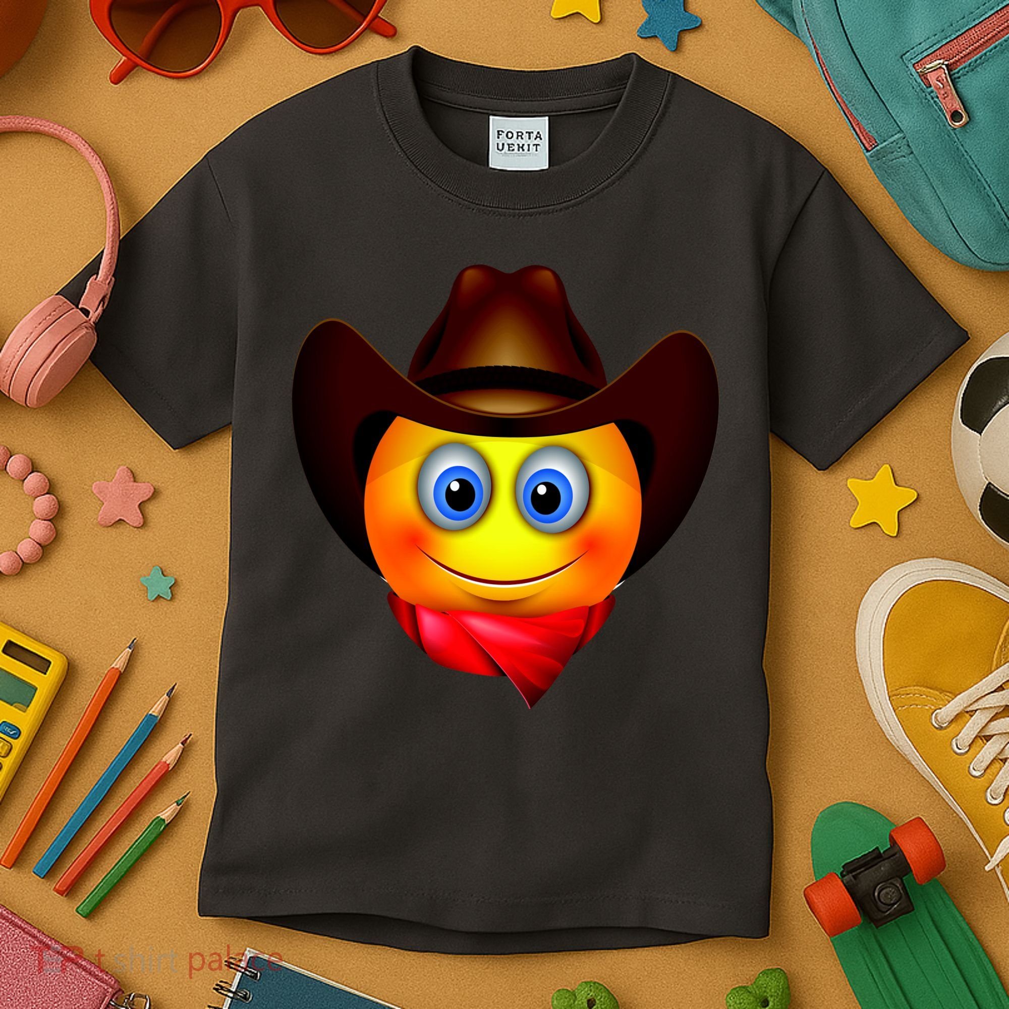 Cowboy Emoji Smiley Kids T-Shirt