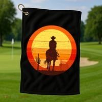 Cowboy Gamer Sunset Golf Towel thumb 1