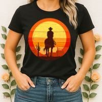 Cowboy Gamer Sunset Women's T-Shirt thumb 2