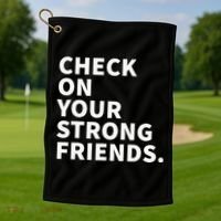 Check On Your Strong Friends Mental Health Golf Towel thumb 1
