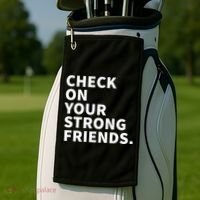 Check On Your Strong Friends Mental Health Golf Towel thumb 2