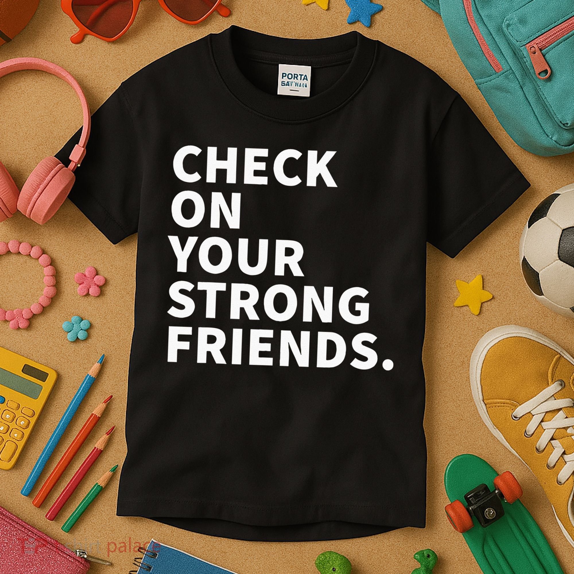 Check On Your Strong Friends Mental Health Kids T-Shirt