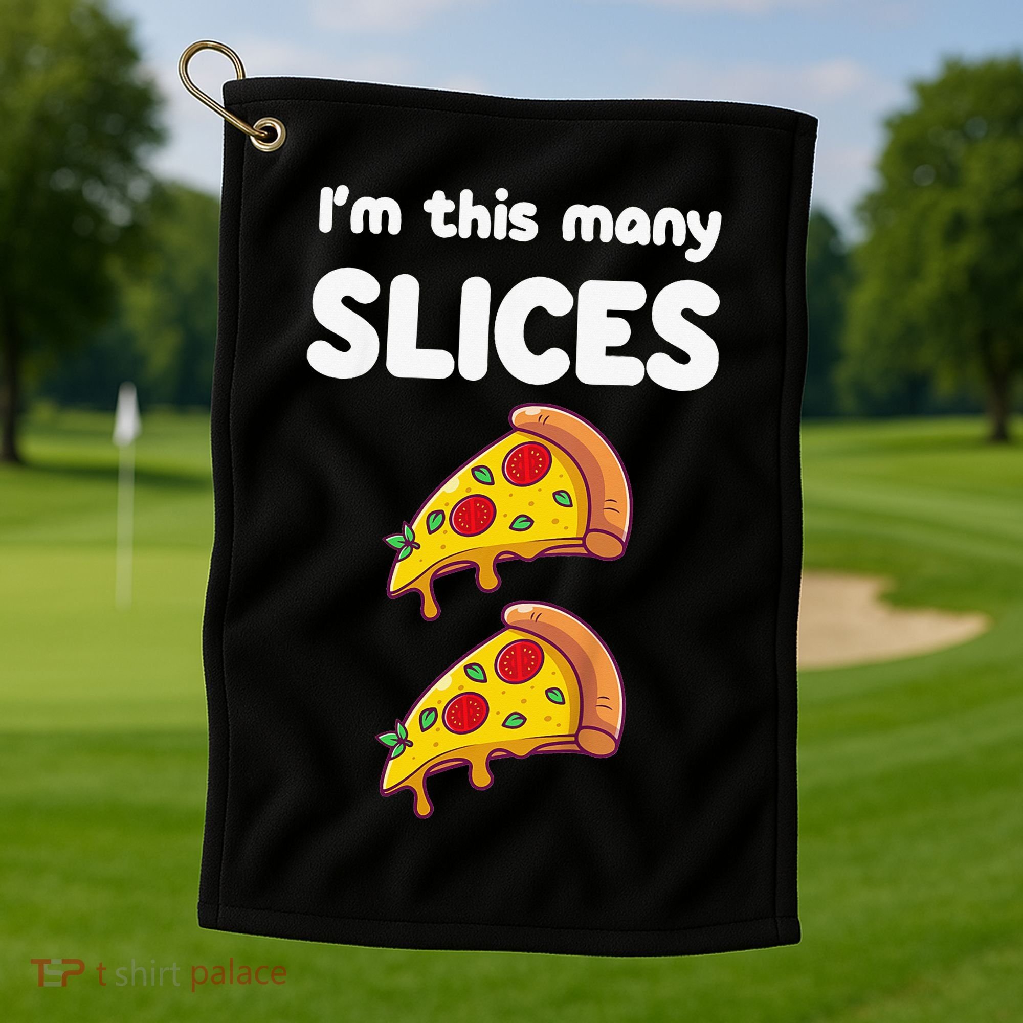 Cute Pizza 2nd Birthday I'm This Many Slices 2 Year Old Golf Towel