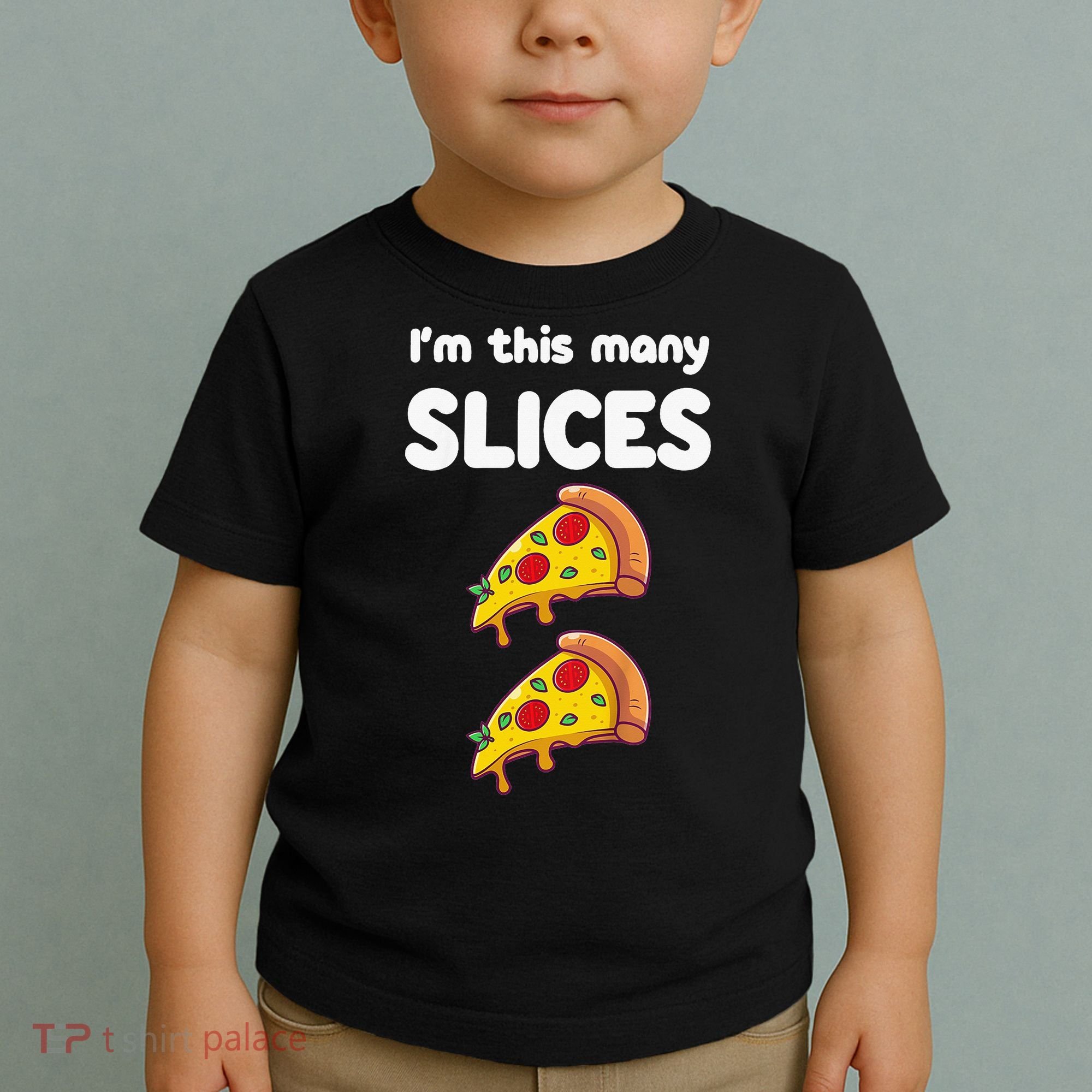 Cute Pizza 2nd Birthday I'm This Many Slices 2 Year Old Toddler T-Shirt