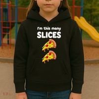 Cute Pizza 2nd Birthday I'm This Many Slices 2 Year Old Kids Hoodie thumb 3