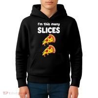 Cute Pizza 2nd Birthday I'm This Many Slices 2 Year Old Kids Hoodie thumb 4