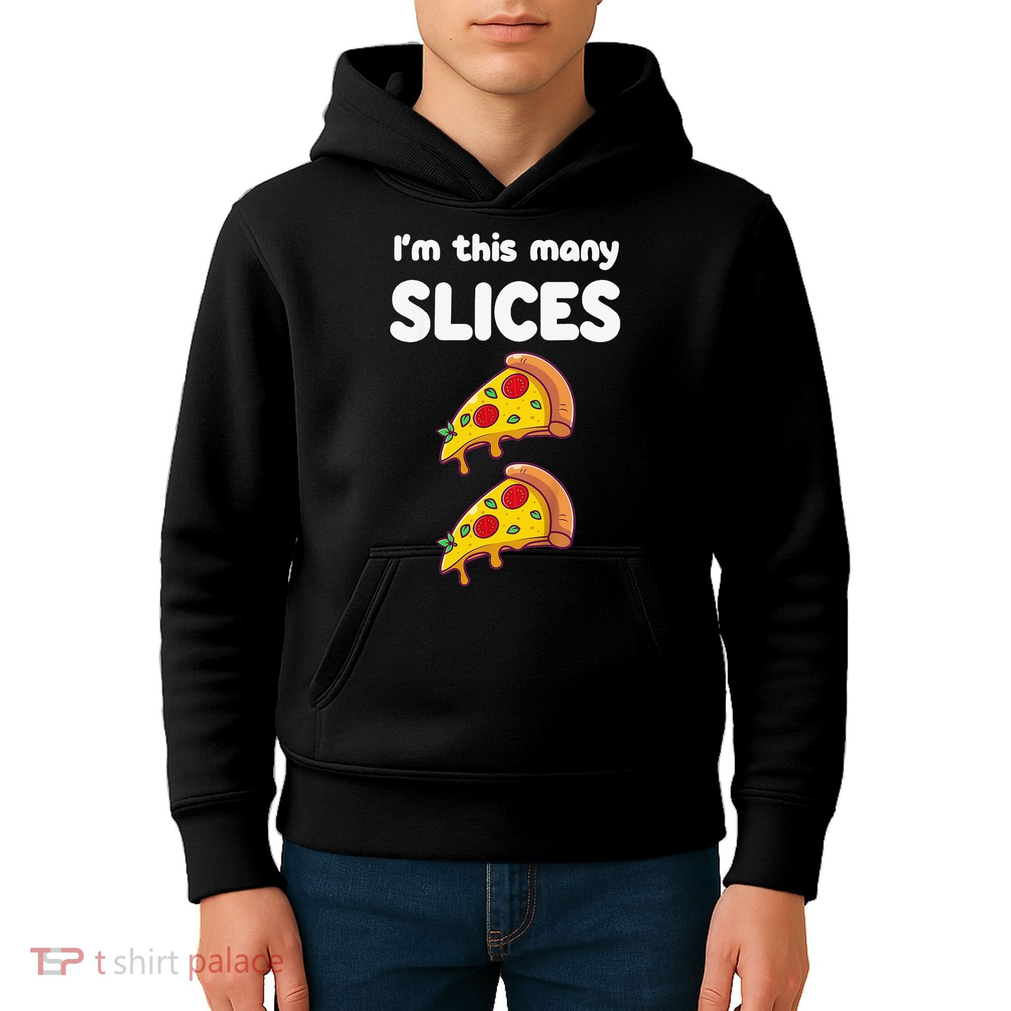 Cute Pizza 2nd Birthday I'm This Many Slices 2 Year Old Kids Hoodie