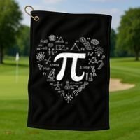 Cute Pi 3.14 Math Science Lover Heart Golf Towel thumb 1