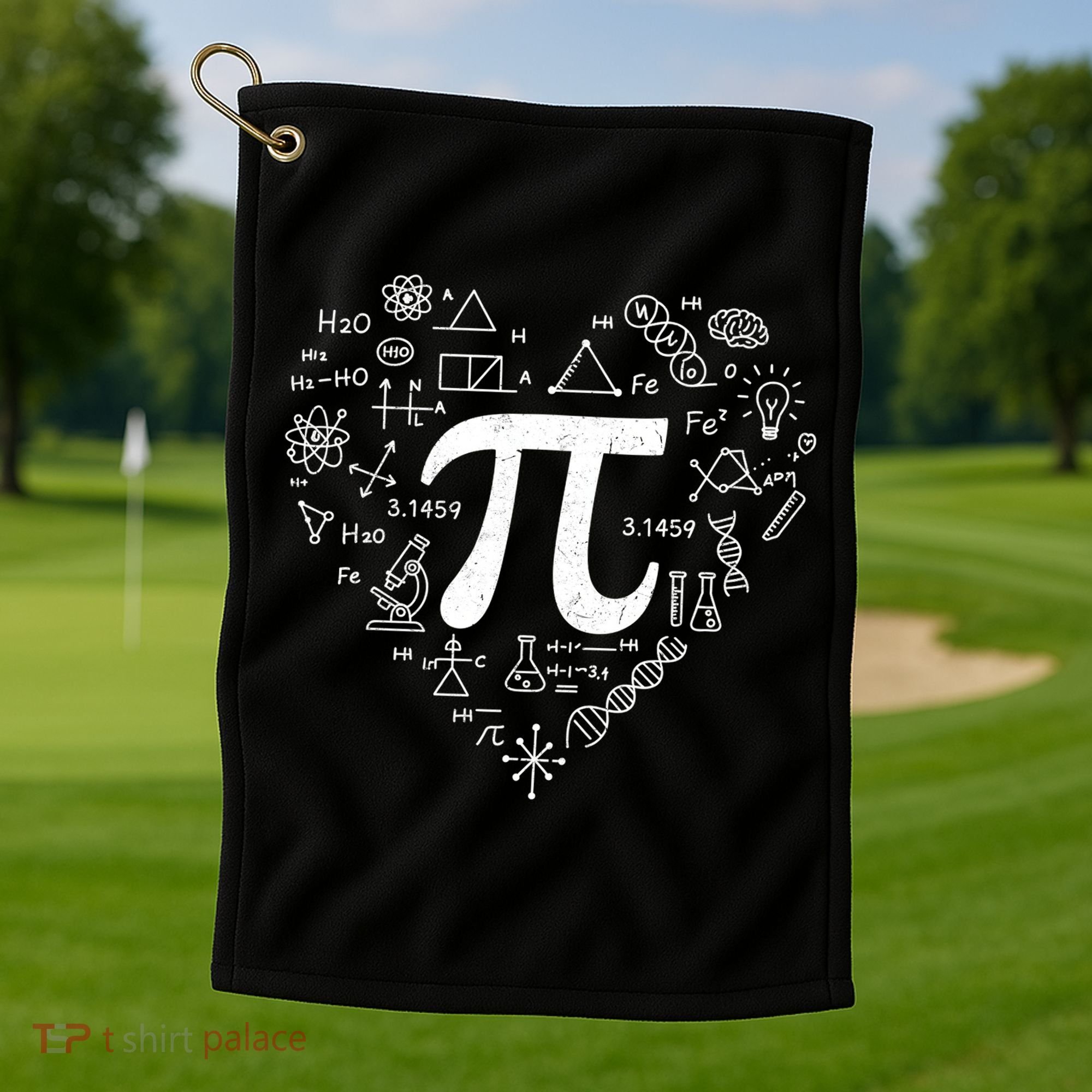 Cute Pi 3.14 Math Science Lover Heart Golf Towel