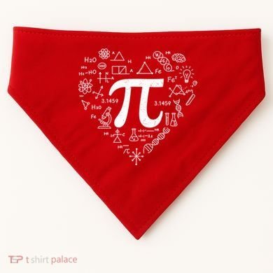 Cute Pi 3.14 Math Science Lover Heart USA-Made Doggie Bandana