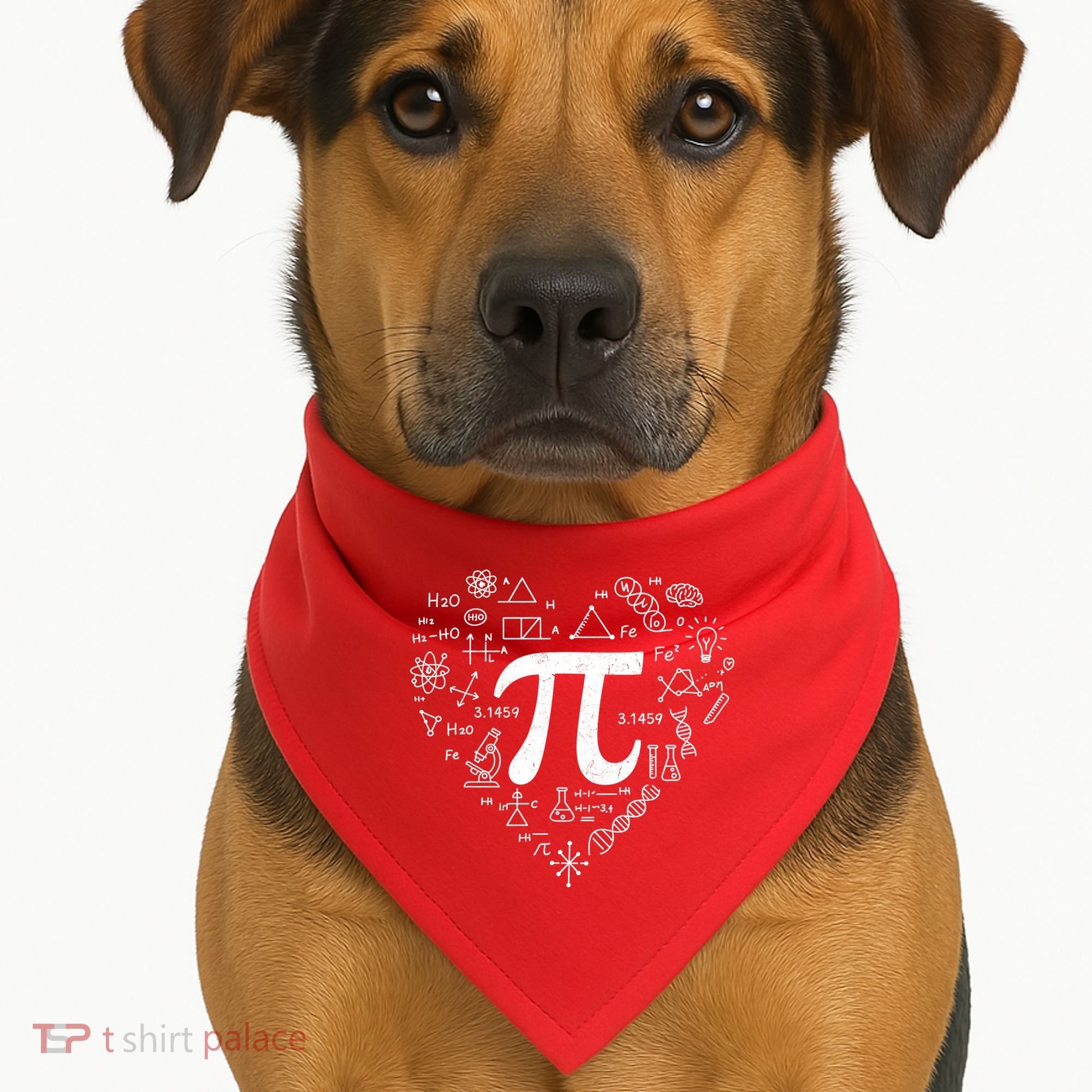 Cute Pi 3.14 Math Science Lover Heart USA-Made Doggie Bandana