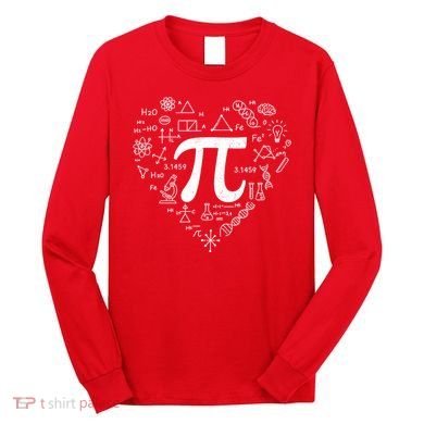 Cute Pi 3.14 Math Science Lover Heart Long Sleeve Shirt