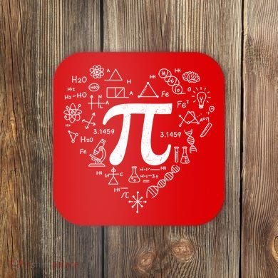 Cute Pi 3.14 Math Science Lover Heart Coaster
