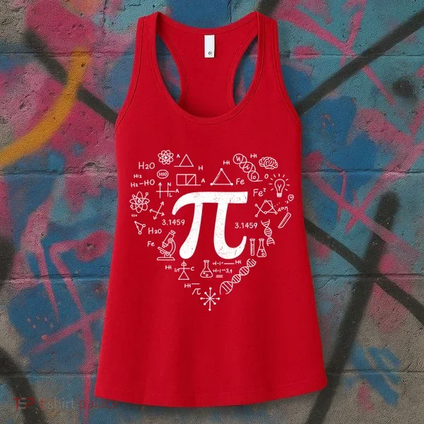Cute Pi 3.14 Math Science Lover Heart Women's Tank Top