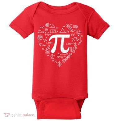 Cute Pi 3.14 Math Science Lover Heart Baby Bodysuit