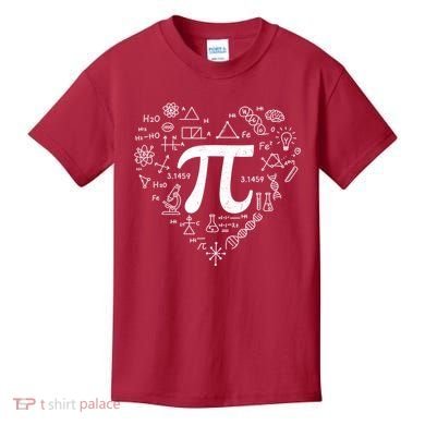 Cute Pi 3.14 Math Science Lover Heart Kids T-Shirt