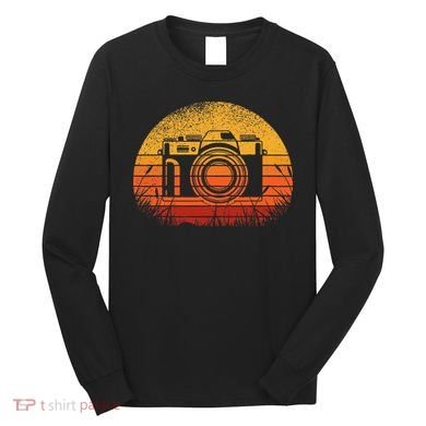 Camera Photographer 70s Retro Vintage Sunset Camera Long Sleeve Shirt