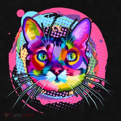 Colorful Painted Abstract Cat Face Ladies PosiCharge Tri-Blend Wicking Tank