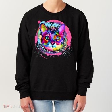 Colorful Painted Abstract Cat Face Women's Sweatshirt