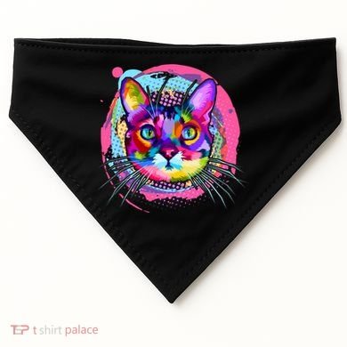 Colorful Painted Abstract Cat Face USA-Made Doggie Bandana
