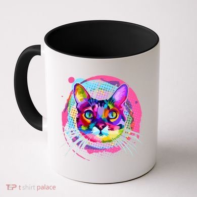Colorful Painted Abstract Cat Face Coffee Mug