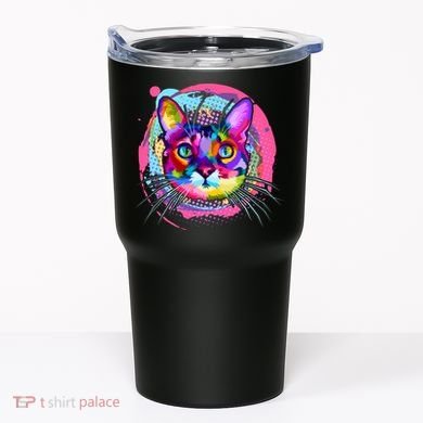 Colorful Painted Abstract Cat Face Tumbler