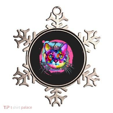 Colorful Painted Abstract Cat Face Ornament