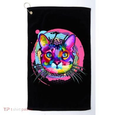 Colorful Painted Abstract Cat Face Golf Towel