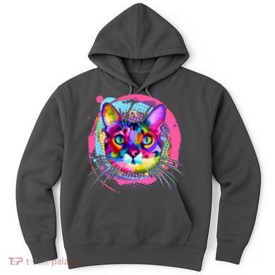 Colorful Painted Abstract Cat Face Hoodie