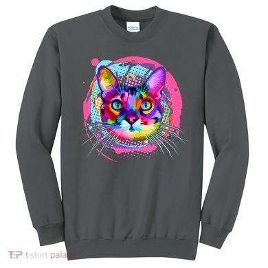 Colorful Painted Abstract Cat Face Sweatshirt